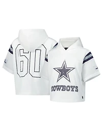 The Wild Collective Women's White Dallas Cowboys Mesh Short Sleeve Hoodie T-Shirt