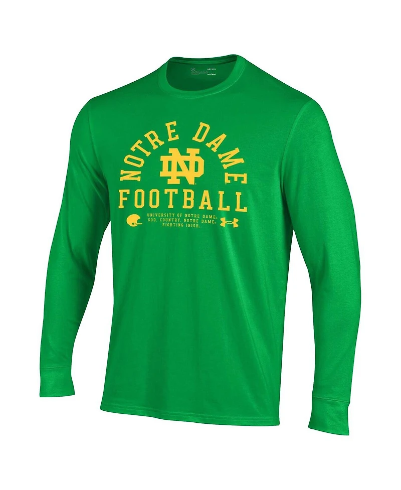 Under Armour Men's Kelly Green Notre Dame Fighting Irish 2025 Sideline Football Performance Cotton Long Sleeve T-Shirt