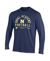 Under Armour Men's Navy Midshipmen 2025 Sideline Football Performance Cotton Long Sleeve T-Shirt