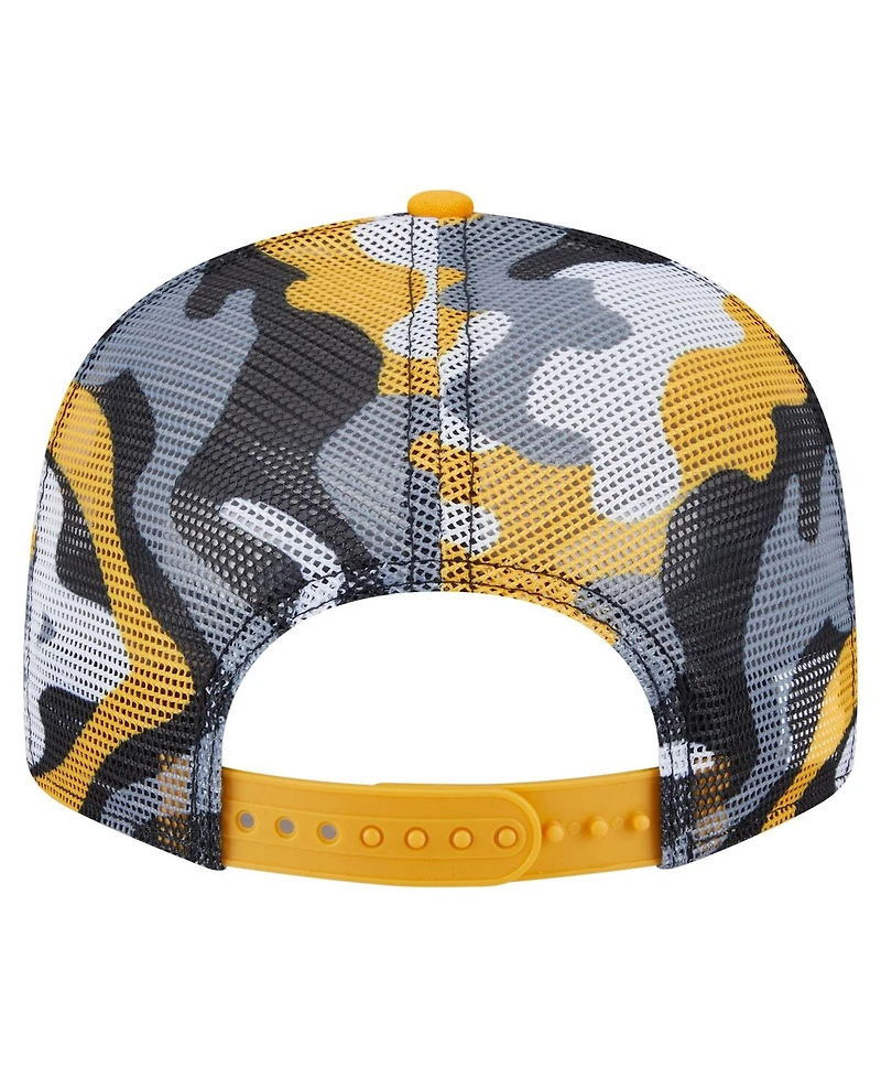 New Era Men's Black/Gold Pittsburgh Penguins Camo Meshback 9FIFTY Snapback Hat