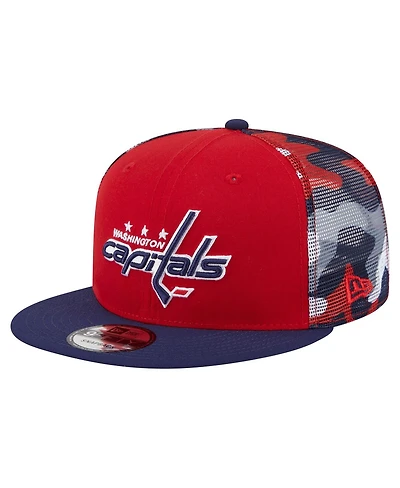 New Era Men's Red/Navy Washington Capitals Camo Meshback 9FIFTY Snapback Hat