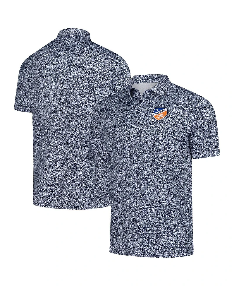 Antigua Men's Blue Fc Cincinnati Field Ditsy Polo Shirt