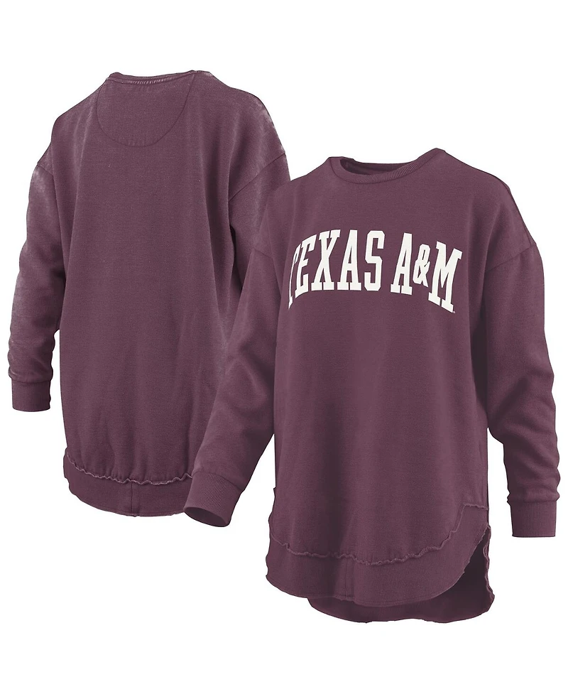 Pressbox Women's Maroon Texas A M Aggies Melange Poncho Vintage Fleece Long Sleeve Pullover Sweatshirt