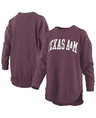 Pressbox Women's Maroon Texas A M Aggies Melange Poncho Vintage Fleece Long Sleeve Pullover Sweatshirt
