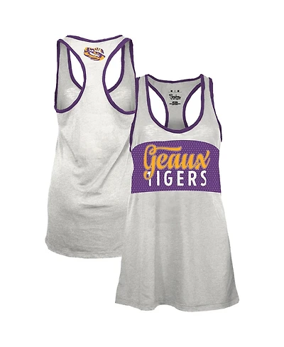Pressbox Women's White/Purple Lsu Tigers Tracy Racerback Burnout Tank Top