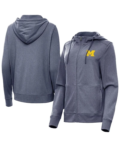 Antigua Women's Heather Navy Michigan Wolverines Seeker Full-Zip Hoodie Jacket