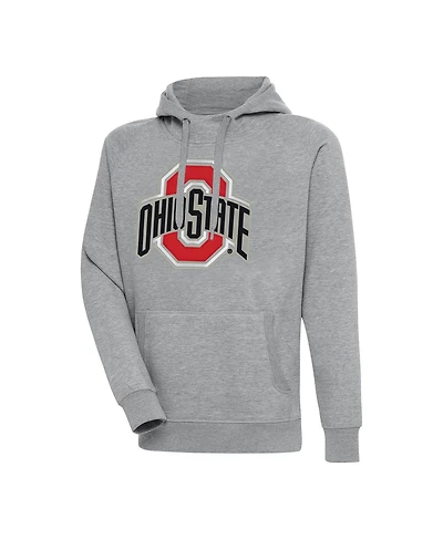 Antigua Men's Heather Gray Ohio State Buckeyes Big & Tall Victory Pullover Hoodie