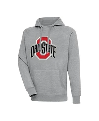 Antigua Men's Heather Gray Ohio State Buckeyes Big & Tall Victory Pullover Hoodie
