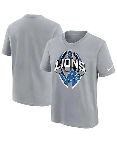 Nike Big Boys and Girls Gray Detroit Lions Icon Legend T-Shirt