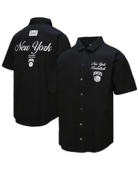 Mitchell & Ness Men's Black New York Knicks Hardwood Classics Camp Shirt