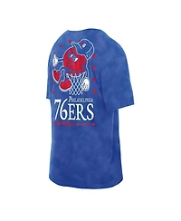 New Era Men's Royal Philadelphia 76ers Old School Sport Enzyme Wash Oversized T-Shirt