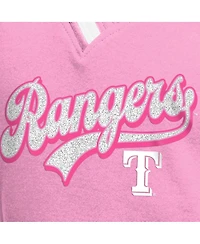 New Era Big Girls Pink Texas Rangers Mommy Me Raglan V-Neck T-Shirt