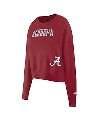 Pro Standard Women's Crimson Alabama Crimson Tide Sequin Boxy Cropped Pullover Sweatshirt
