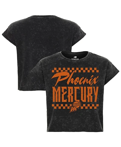 Sportiqe Women's Black Phoenix Mercury Rock Roll Collection Gwen Mineral Wash Cropped T-Shirt