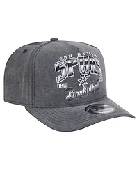 New Era Men's Charcoal San Antonio Spurs Throwback Washed Pre-Curved 9FIFTY Snapback Hat