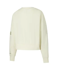 Pro Standard Women's Cream Cleveland Browns Triple Tonal Cropped Fleece Pullover Sweatshirt