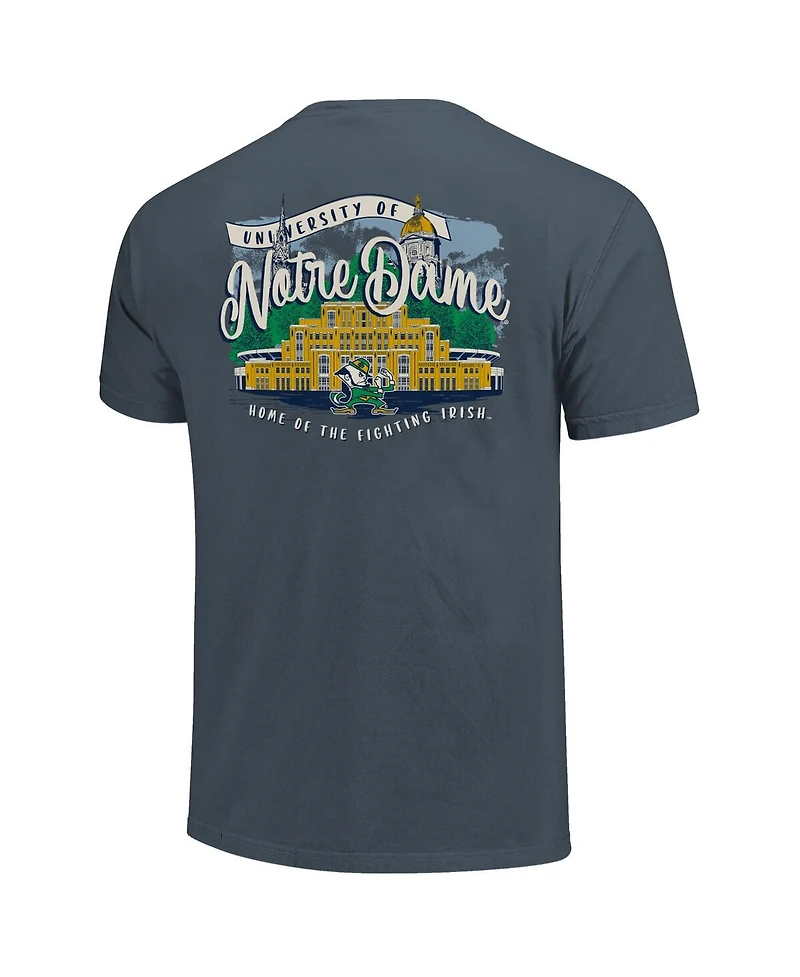 Image One Women's Navy Notre Dame Fighting Irish Comfort Colors Campus Scene Drawing Script T-Shirt