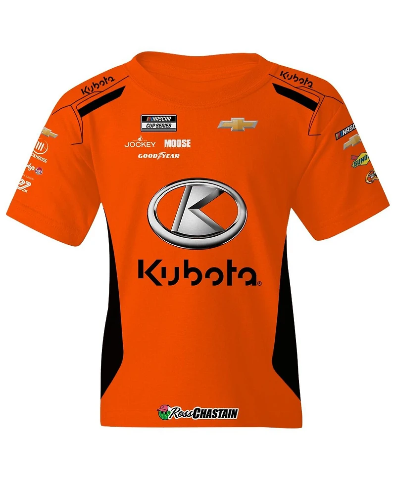 Trackhouse Racing Team Collection Big Boys and Girls Orange Ross Chastain Kubota Uniform T-Shirt