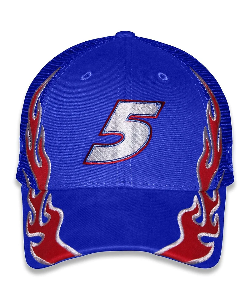 Checkered Flag Sports Big Boys and Girls Blue Kyle Larson HendrickCars.com Flame Trucker Adjustable Hat