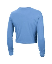 Nike Women's Light Blue Atlanta Hawks 2024/25 City Edition Essential Logo Slim Fit Long Sleeve Cropped T-Shirt
