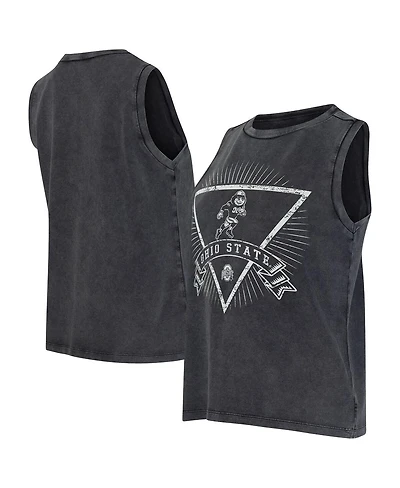 Concepts Sport Women's Charcoal Ohio State Buckeyes Distressed Market French Terry Tank Top