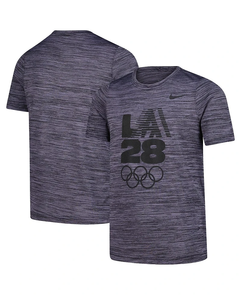 Nike Big Boys and Girls Black LA28 2028 Summer Olympics Velocity Team Issue Performance T-Shirt