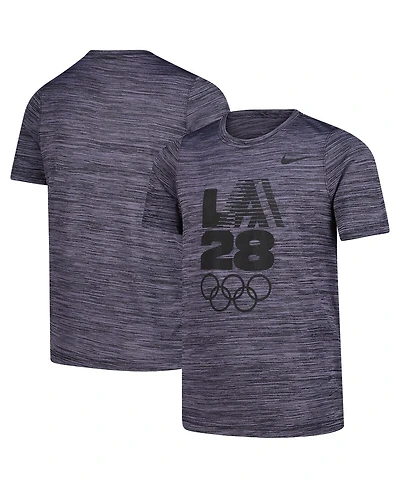 Nike Big Boys and Girls Black LA28 2028 Summer Olympics Velocity Team Issue Performance T-Shirt