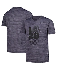 Nike Big Boys and Girls Black LA28 2028 Summer Olympics Velocity Team Issue Performance T-Shirt