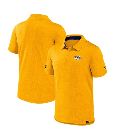 Fanatics Men's Gold Nashville Predators Authentic Pro Jacquard Polo Shirt