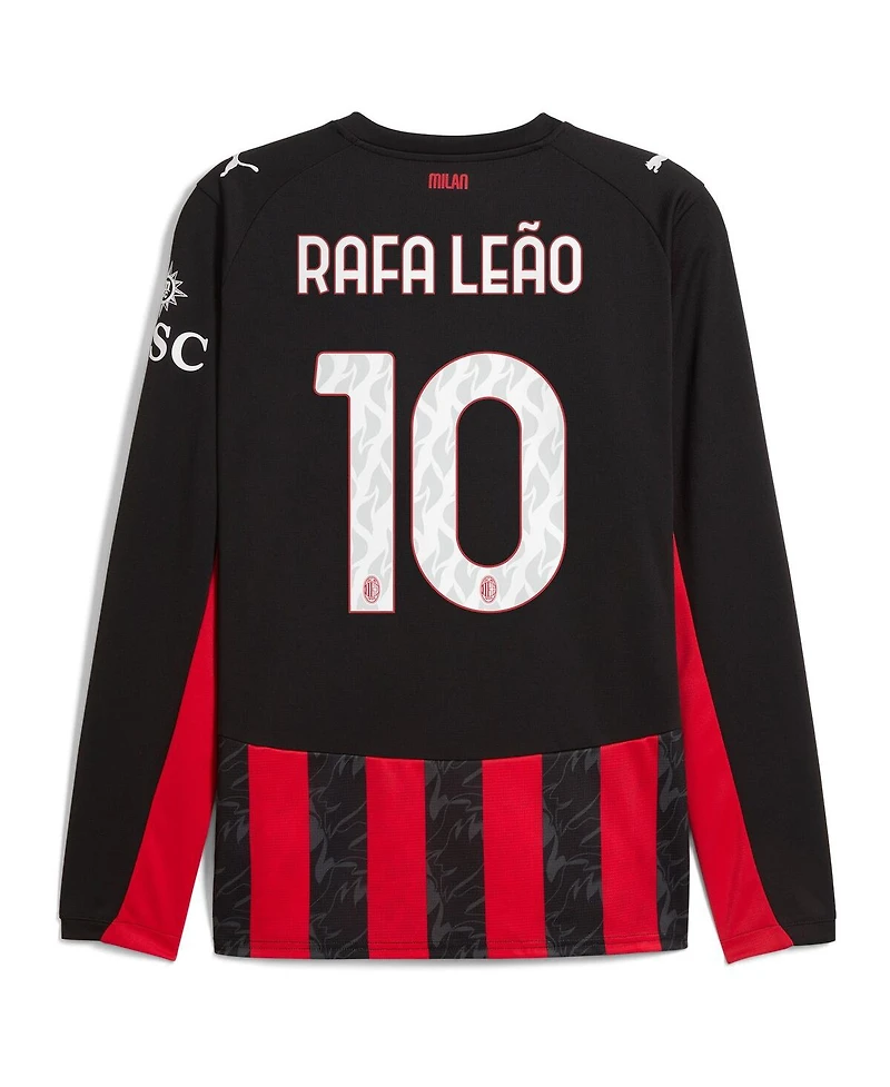 Puma Men's Rafael Leao Red Ac Milan 2025/26 Home Replica Long Sleeve Player Jersey