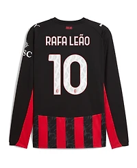 Puma Men's Rafael Leao Red Ac Milan 2025/26 Home Replica Long Sleeve Player Jersey