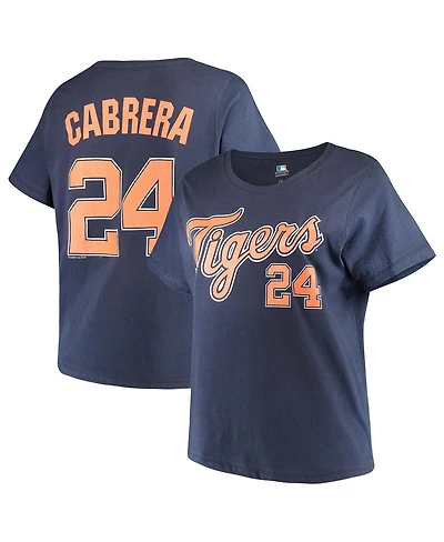 Majestic Women's Miguel Cabrera Navy Detroit Tigers Name Number T-Shirt