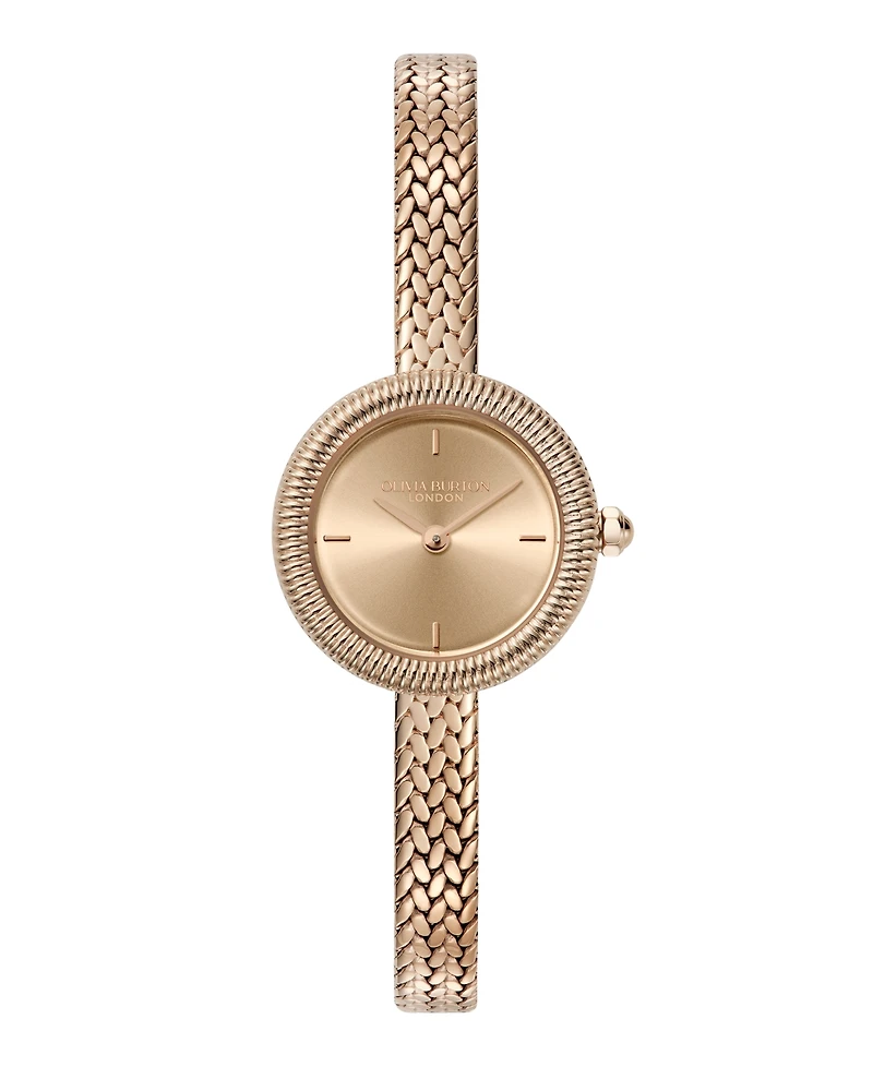 Olivia Burton Women's Finery Rose Gold Tone Stainless Steel Mesh Bracelet Watch, 20mm