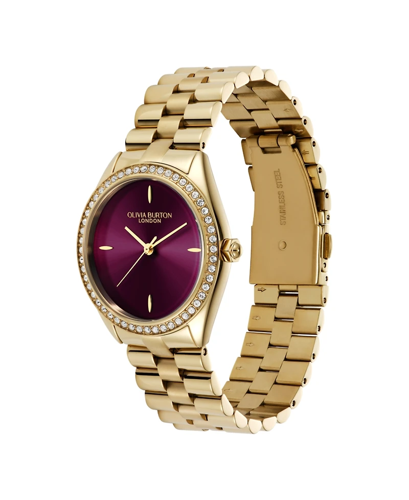 Olivia Burton Women's Bejewelled Le Gold Tone Stainless Steel Bracelet Watch, 34mm