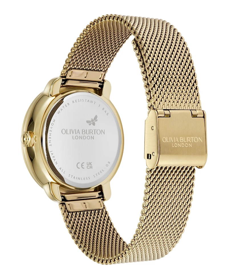 Olivia Burton Women's Moonphase Gold Tone Stainless Steel Mesh Bracelet Watch, 34mm