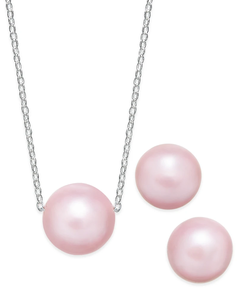 Cultured Freshwater Pearl Classic Jewelry Set Sterling Silver (8-10mm)