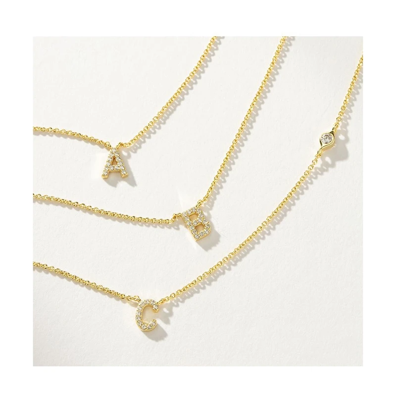14k Gold-Plated Pave Initial Necklace