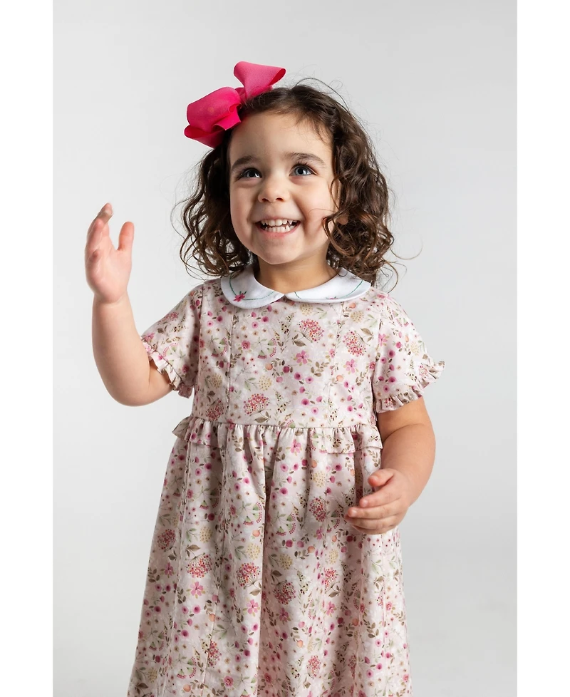 Florence Eiseman Little Girls Floral Dress With Embroidered Collar