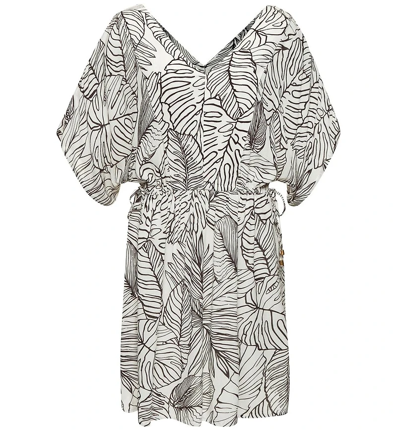 Lascana Women's Palm Print Cover up Beach Dress