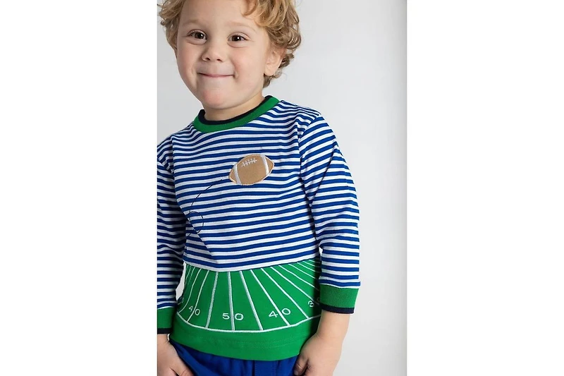 Florence Eiseman Toddler Boys Stripe Knit Shirt With Football Field