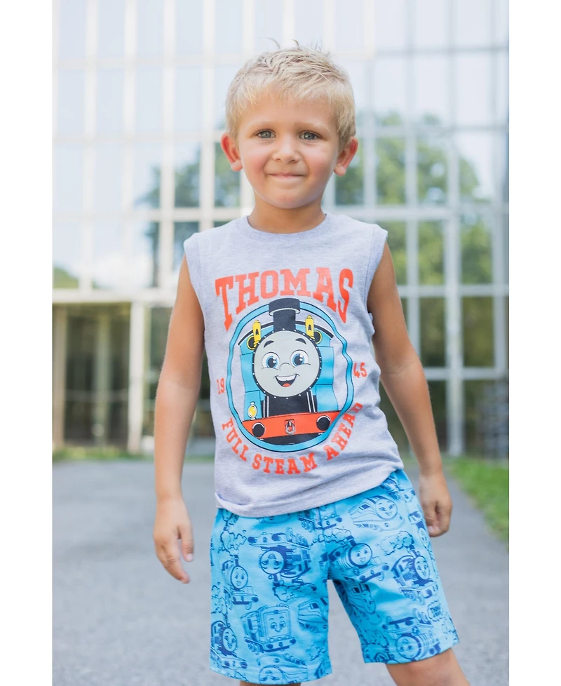 Thomas & Friends Toddler Boys Tank Engine 3 Piece Outfit Set: T-Shirt Top Shorts - Toddler|Child