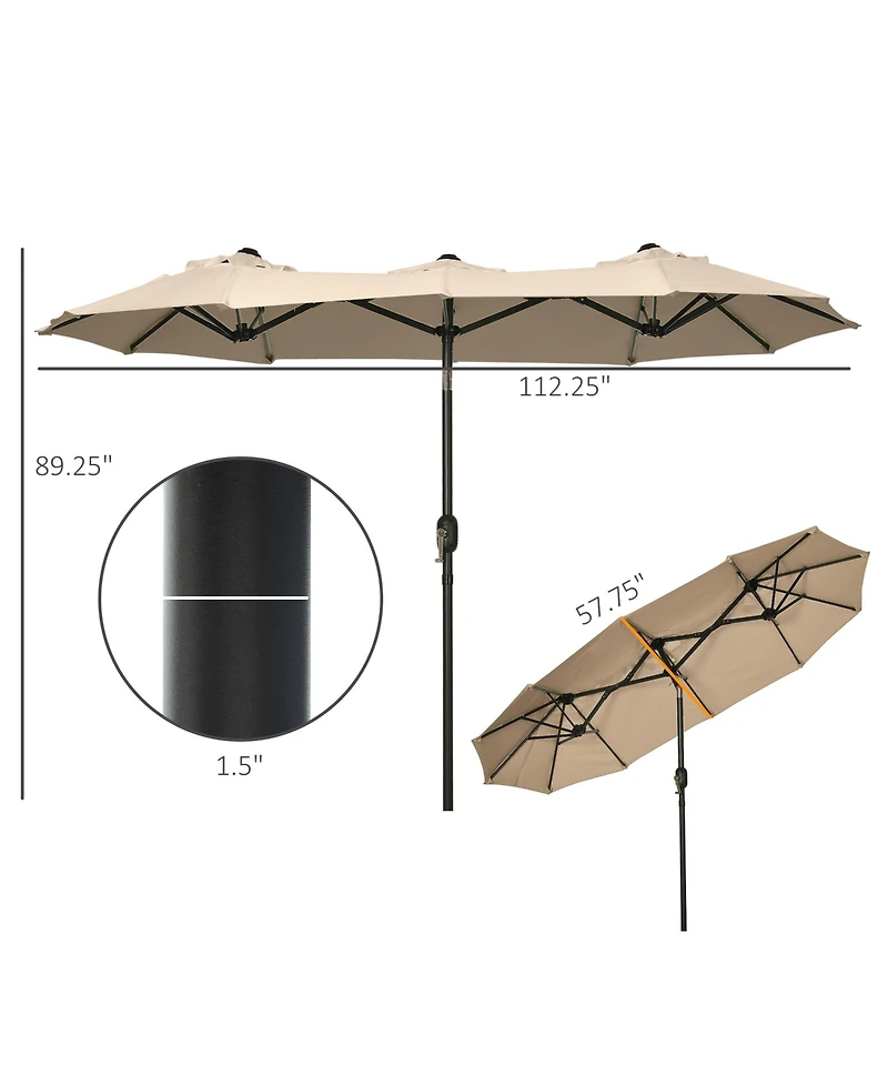 Flynama Double-sided Patio Umbrella 9.5' Large Outdoor Market Umbrella with Push Button Tilt and Crank