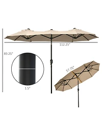 Flynama Double-sided Patio Umbrella 9.5' Large Outdoor Market Umbrella with Push Button Tilt and Crank