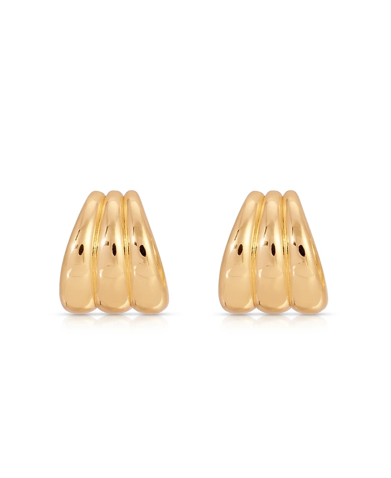 Ettika Triple Ribbed Hoops Earrings