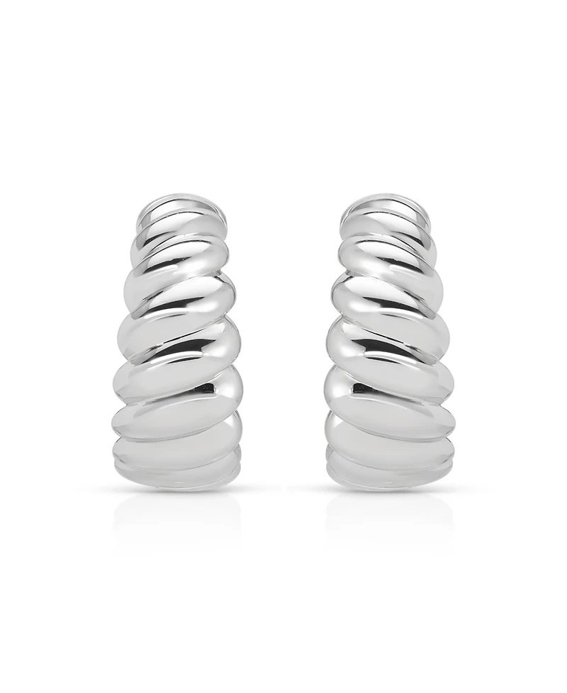 Ettika Modern Ribbed Hoops Earrings