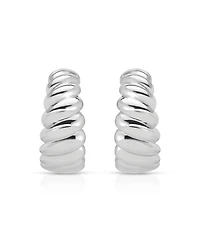 Ettika Modern Ribbed Hoops Earrings