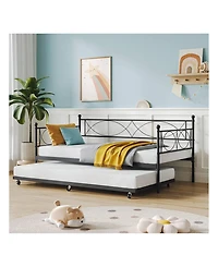gaomon Metal Twin Daybed and Trundle Set, Size, Steel Slat Support, Multifunctional Frame for Bedroom, Living Room, Guest Room