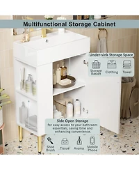 Casainc 21.6" Bathroom Vanity Combo Cabinet with Single Ceramic Sink and Left Side Storage