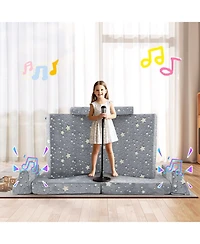 Slickblue 8-Piece Modular Kids Play Couch Sofa with Glow-in-the-Dark Accents – Fun and Safe Seating for Toddlers