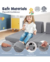 Slickblue Kids Modular Foam Play Couch Set of 6 – Soft Climbing and Seating Furniture with Washable Covers